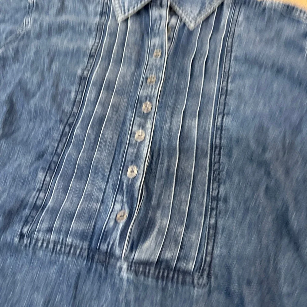 Free People We The Free After Hours Denim Top Montauk Wash Size XS NWT Oversized - Picture 7 of 11